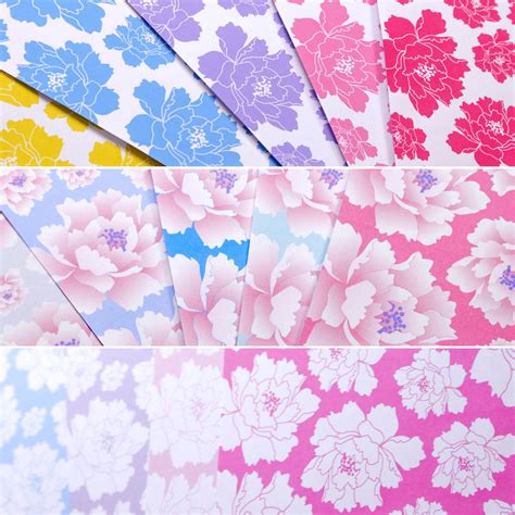 Peony Pattern Printable Origami Papers Paper Kawaii Shop