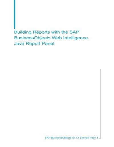 Building Reports With The SAP BusinessObjects SAP Help Portal
