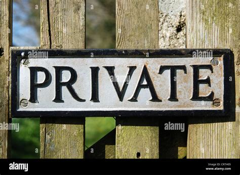 A Private Sign On A Gate Stock Photo Alamy