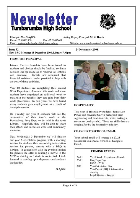 17 Awesome High School Newsletter Templates Images School Newsletter