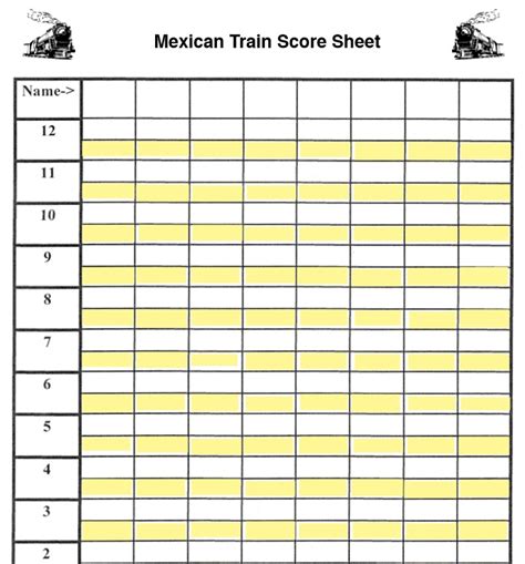 06 Free Sample Mexican Train Score Sheet Templates Printable Samples