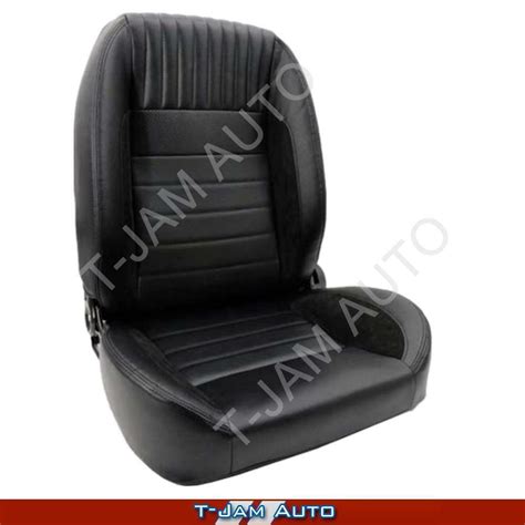 Classic Retro Mustang Style Low Back Seats Tilt Lever Black Pu Leather