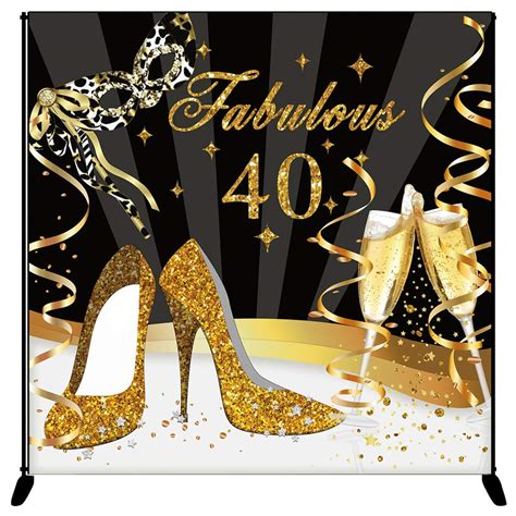 Buy Mehofoto Fabulous 40th Birthday Backdrop Gold High Heels Birthday
