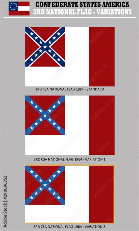 Historic Flag Us Civil War 1860s 3rd Confederate National Flag