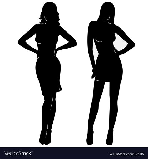 Sexy Woman Silhouettes In Short Dresses Royalty Free Vector