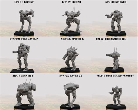 Battletech Miniatures Variants Inner Sphere Mechs Mwo Style 3d