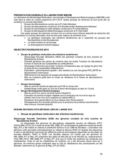 Rapport 2015 De Linstitut Pasteur De Tunis