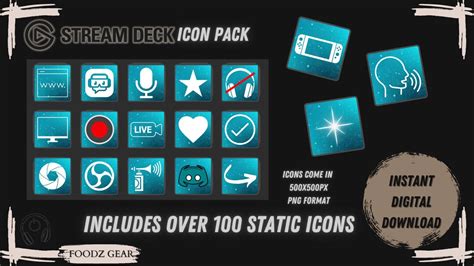 Elgato Stream Deck Icon Pack Turquoise Sparkles Foodzgear Etsy