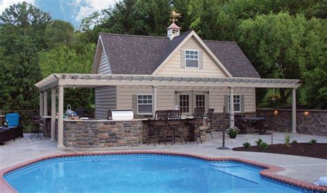 Amish Pool House Installation Custom Backyard Pool Sheds And Cabanas