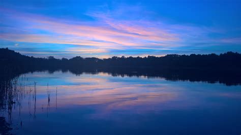 Download Wallpaper 1920x1080 Blue Sky Sunset Lake Reflections