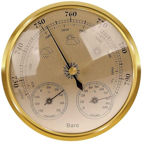In Garden Weather Station Aneroid Barometer Wall Clock With Thermometer