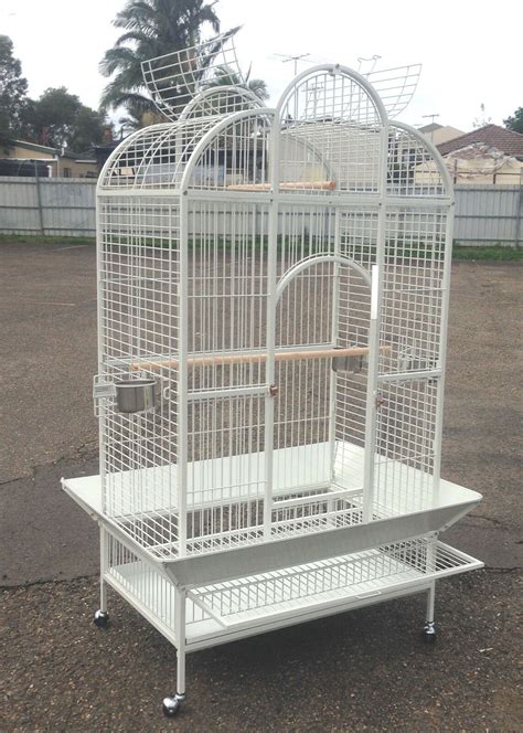 X Large Parrot Aviary Bird Cage Perch Roof Budgie On Wheels 183cm White