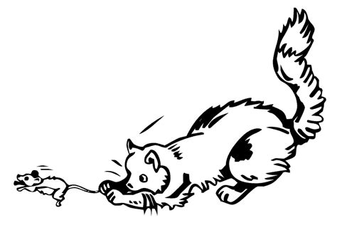 Cat Catching Mouse Drawing Clip Art Library