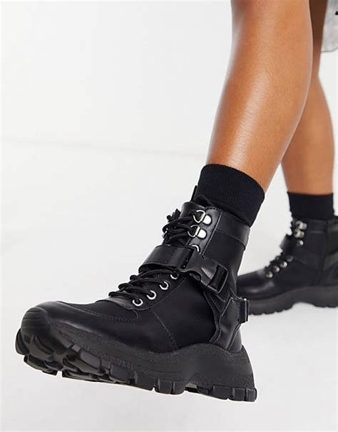 asos design anderson sporty hiker boots in black asos