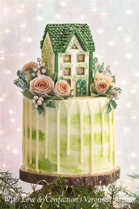 My Latest Gingerbread House Drip Cake All Flowers Greenery And