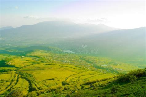 Beautiful Mountain Valley With Sunlight Stock Photo Image Of Natural