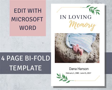 Infant Funeral Program Template Obituary Baby Funeral Simple - Etsy