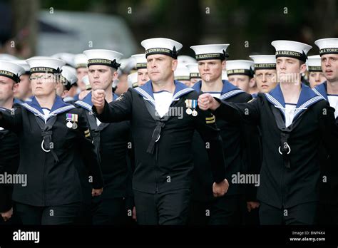 Sailors In The Royal Navy March At The Falklands Veterans Parade In
