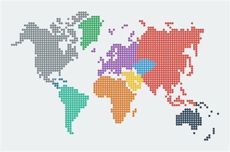 Dotted World Map With Continents Illustrator Graphics Creative Market