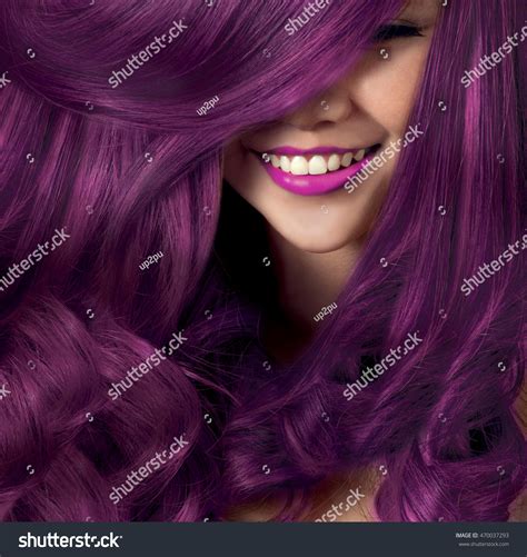 Beautiful Smile Model Silky Hair Colorful Stock Photo