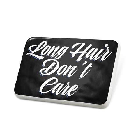 Porcelein Pin Classic Design Long Hair Dont Care Lapel Badge Neonblond