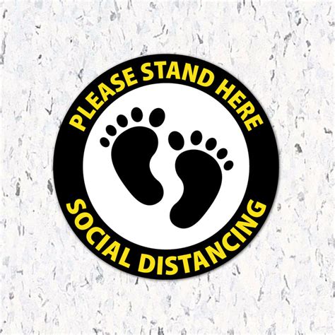 Please Stand Here Feet Social Distancing Floor Decal — Milweb1