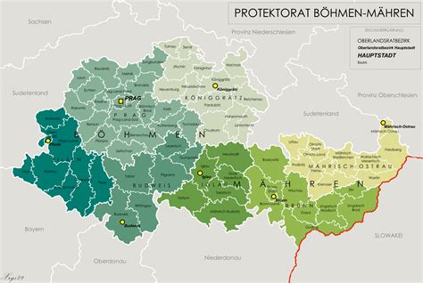 Administrative Map Of The Protectorate Of Bohemia Moravia Map Europe