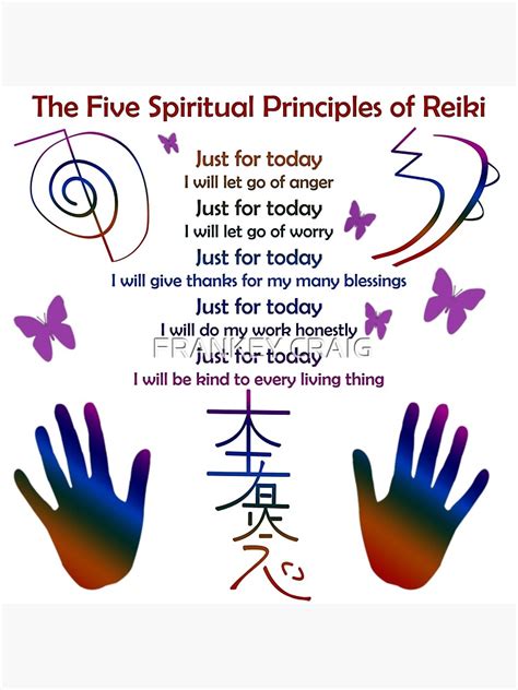 The 5 Principles Of Reiki Poster By Ourpsychicart Redbubble