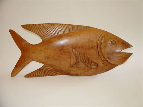 Wood Fish Sculpture At 1stdibs