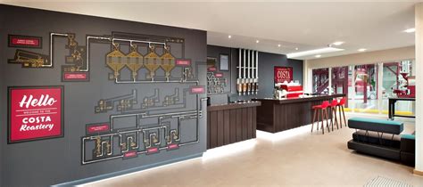 There's a lab, massive roasting machines, lorries coming and going, and a master of coffee doing their thing. Inside Costa Coffee's New Basildon Office | Costa coffee, Coffee shop design, Costa coffee shop
