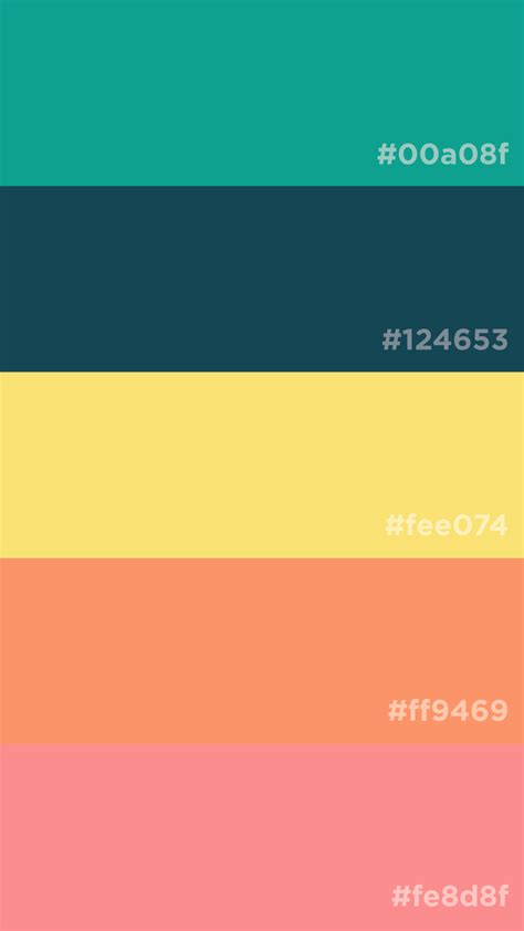 Teal Yellow Coral Color Palette Webdesigncolorpalette