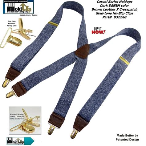 Holdup Brand Usa Made Dark Blue Denim Casual Series Suspenders In X Ba