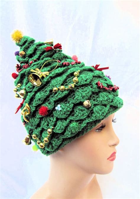 Christmas Tree Hat Crochet Hat Creative Hat Green Hat By Iryna 5900