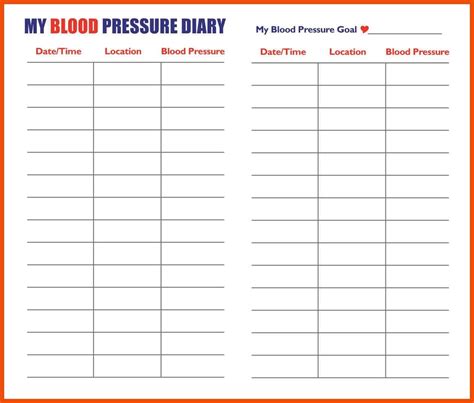 Blood Pressure Monitoring Chart Printable Template Business Psd