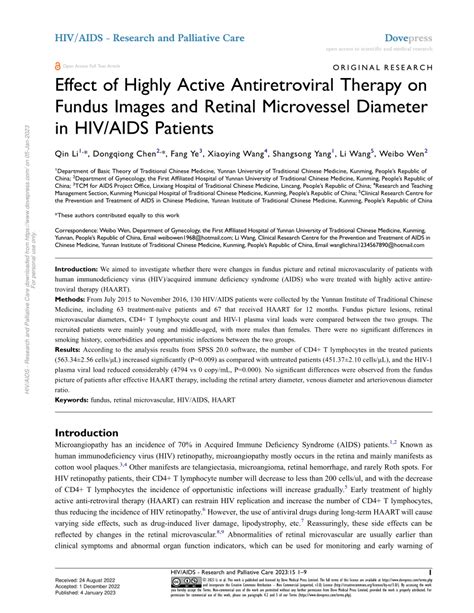 Pdf Effect Of Highly Active Antiretroviral Therapy On Fundus Images