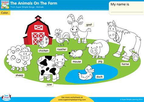The Animals On The Farm Worksheet Color The Animals Super Simple