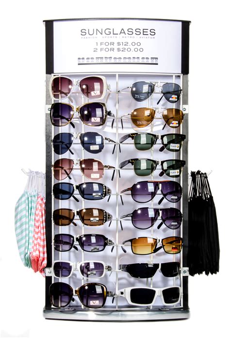 Rotating Countertop Sunglass Display Holds 36 Sunglasses Ct 36 Blk