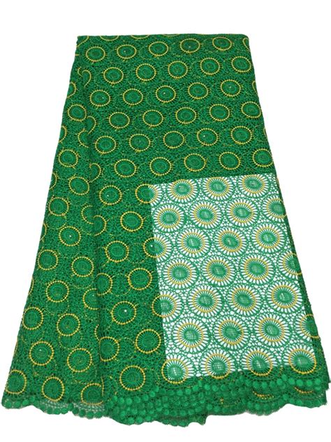 High Quality Green African Guipure Cord Lace Fabric Water Solution Lace Chamical Lace Fabric