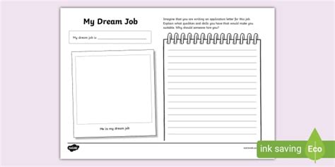 My Dream Job Application Writing Activity Twinkl