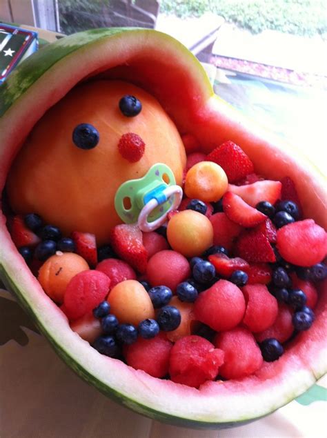 At home with the kids? adorable idea for a baby shower | Baby shower fruit, Baby ...
