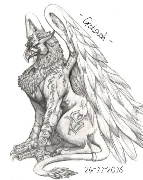 Gryphon By Getsuoh Mythical Creatures Art Griffin Tattoo Creature Art