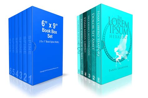 6 Book Box Set Mockup 6x9 Print Templates ~ Creative Market