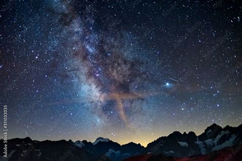 The Milky Way Arch Starry Sky On The Alps Massif Des Ecrins Briancon