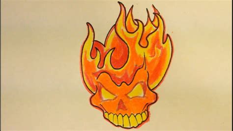 How To Draw A Skull With Flames Step By Step
