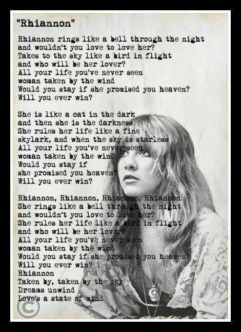 / takes to the sky like a bird in flight / and who will be her lover? Pin by Leah Fox on Stevie & Magic in 2020 | Rhiannon ...
