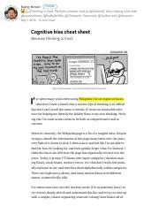 Cognitive Bias Cheat Sheet Better Humans Pdf Buster Benson Follow