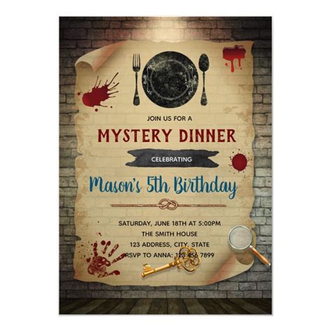 Murder Mystery Dinner Birthday Invitation