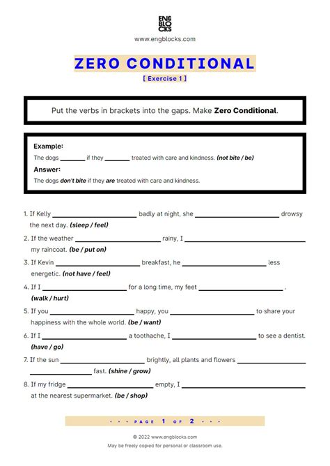 Zero Conditional Exercise 1 Worksheet English Grammar