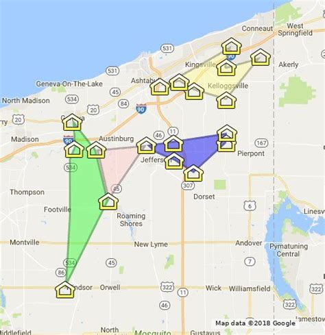 Locations Of The Covered Bridges In Ashtabula County