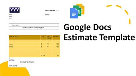 Free Google Docs Estimate Template